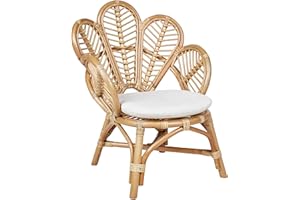 Beliani Chaise Paon pour Enfants en Rotin Naturel Clair Empilable pour Intérieur et Extérieur Florentine II