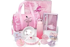 Toyssa Ballett Geschenk für Mädchen 5-12 Jahre: Sporttasche, Spieluhr, Wasserflasche, Glitzer Notizbuch, Halskette - Geburtstag Geschenke ab 5 Jahren