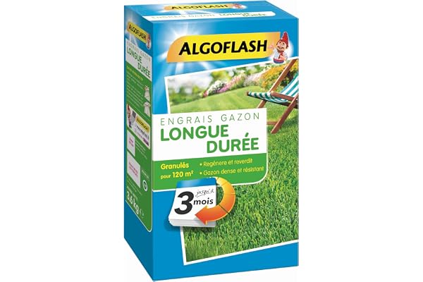 ALGOFLASH Engrais Gazon Longue Durée 3 Mois, 3 kg, EG3M120, Bleu