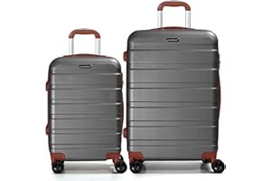 CALDARIUS Suitcase Cabin Bag & Medium |Lightweight | 2 Pcs Suitcase Set |3 Digit Combination Lock | Travel Bag | Hard Shell | Carry-ons l Dual Spinner Wheels (Cabin 20'' + Medium 24'', Grey)