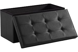 ‎ZEDELMAIER Zedelmaier Sitzbank mit Stauraum Sitzhocker,Aufbewahrungsbox, Fußhocker，faltbar belastbar bis 300 kg 76 x 38 x 38 cm，Kunstleder (Schwarz)