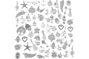 I LOVE MOM 200 Stück Gemischte Charms Silber, Schmuck Anhänger set Idealerweise Geschenke für zum Basteln von Schlüsselanhänger, Ketten und Armbänder, Ohrringe, Viele DIY Projekte Mädchen