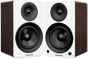 Fluance Ai41 2-Wege-2.0-Stereo-Bücherregal-Lautsprecher mit 5 Zoll Treibern, 90 W Verstärker für Plattenspieler, TV, PC und Bluetooth 5, optisch, USB & Sub-Out (Weiße Walnuss)