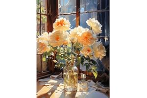 Qianbaiuk Malen Nach Zahlen Erwachsene Blumen-Malen Nach Zahlen Erwachsene DIY Acrylpigment,für Art Home Decor(12x16 Zoll)