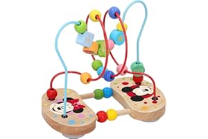 WOOMAX Disney Mickey Mouse, Abaco Infantil Motricidad Fina, Juguete Laberinto Madera Infantil Montessori para Niños 1, 2 Años, Cuentas Madera, 48714