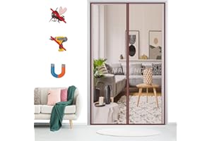 MAIFENGL Mosquitera Puerta Magnetica, Cortina Mosquitera Magnética de Malla Anti-insectos Fácil de Ensamblar, para Puertas de Salón Balcón-Brown-B|| 90x205cm(35x80inch)