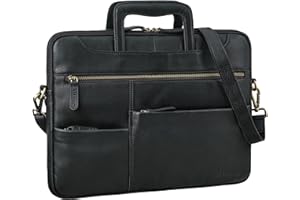 STILORD 'Farleigh' 15.6 Zoll Laptop-Tasche Leder mit Griff Umhängetasche Herren Arbeit Reisen Business Tasche Schmal Echtleder Laptophülle mit Schultergurt und Handschlaufe
