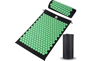 Acupressure Mat and Pillow Massage Set,Bellababy Acupuncture Mattress for Massage & Pain Relief & Stress Reduction with Carry Bag (Dark Green)