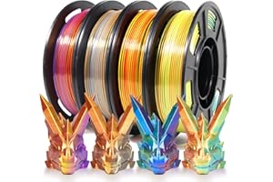 ‎ISANMATE iSANMATE Tri-color Silk Filament 1.75 PLA, Coextrusion Silk Rainbow PLA Filament 1.75, Silk Metal 3D Printer Filament Set 4 x 250 g, Dimensional Accuracy +/- 0.03 mm