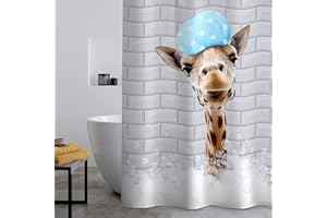 Catherine Lansfield Bubble Bath Giraffe 180x180cm Shower Curtain White