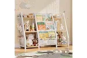 GoTiling Children's Bookcase Children's Room Toy Shelves: Open Storage Shelf with 6 Compartments - Toddler Display Books Furniture, Nursery, Playroom