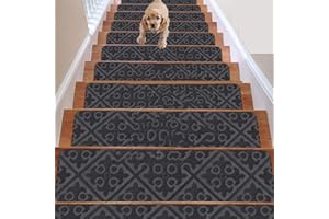 DLD Carpet Stair Treads, Set of 14 Stair Grips Tape, 8"x30" Safety Staircase Step Treads for Kids Elders Pets, Non-Slip Strips Stair Traction Treads, Stair Runner for Indoors & Outdoors (Gold)