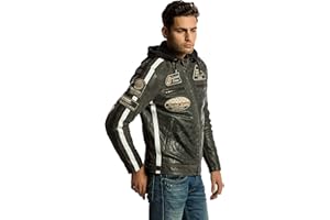URBAN 5884 Motorradjacke Herren mit Protektoren, Lammlederjacke, Rücken-, Schulter- und Ellbogenprotektoren