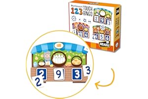 Headu IT21109 Montessori 123 Touch Bingo Lernspiel für Kinder zum Lernen von Zahlen und Mengen, empfohlen für Jungen und Mädchen im Alter von 3 bis 6 Jahren, bunt