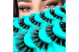 HERACKS 7 par sztucznych rzęs 3D, kocie oko, puszysta objętość D Curl Cat-Eye sztuczne rzęsy o naturalnym wyglądzie, wielokrotnego użytku, ręcznie robione, sztuczne rzęsy do makijażu (BH02)