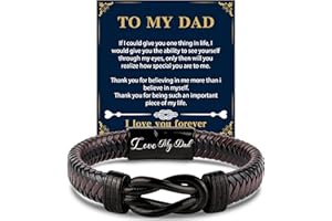 Shoppawhile Gifts for Dad Grandad Mens Leather Bracelet Fathers Day Birthday Christmas Gifts
