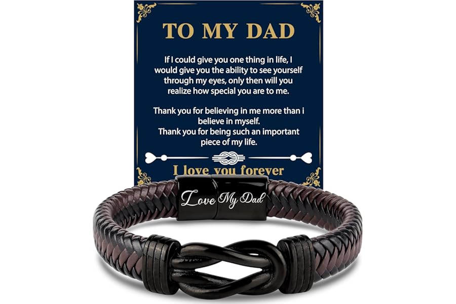 Shoppawhile Gifts for Dad Grandad Mens Leather Bracelet Fathers Day Birthday Christmas Gifts