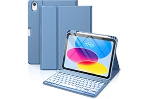 ‎VOBAFE Vobafe Hülle mit Tastatur für iPad A16 11/10 Generation (2025/2022, 11/10.9 Zoll)- 7 Farben Beleuchtete Magnetische Abnehmbare Keyboard Schutzhülle mit Stifthalter für iPad 11. /10. Gen, Blau