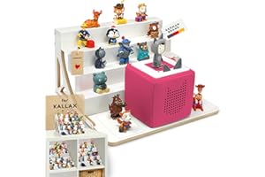 stadtecken Magnetic Shelf for Music Box Figures - Fits IKEA Kallax and More | Optional with Space for Toniebox | Suitable for Approximately 50 Figures | White (BoxPlus)