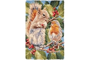 SxLingerie Eichhörnchen Knüpfteppich Knüpfen Set - Kreuzstich Teppich DIY Handwerk - 115X80cm - Für Kinder & Erwachsene - Unvollendet - Mit Anleitung & Garn - Nicht Faltbar