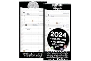 ‎SPIELEFABRIK Paarplaner 2024 3 Spalten SCHWARZ-WEISS Planer für Zwei 2024 und Okt-Dez 2023 Partnerkalender 16x32,5cm Paarkalender f. Paare 2024 Wandplaner 2 Personen Sticker Abfall Urlaub Design Deko Abstrakt