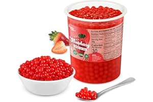 The Inspire Food Company Popping Boba Pearls for Bubble Tea - 1 KG | Strawberry | Bursting Pearls Bubble | Real Fruit Juice For Shakes, Dessert,Smoothie | 100% Vegan & Glutenfree, No Artificial Colors
