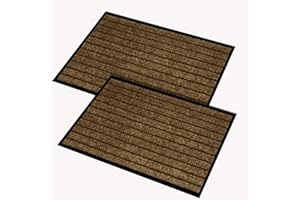Hafaa Door Mat 2 Pack 40x60cm, Washable Rubber Door Mats Indoor Outdoor - Non-Slip Entrance Rug Doormat – Rubber Back Dirt Trapper Super Absorbent Kitchen Floor Mat Outdoor Rug,Brown