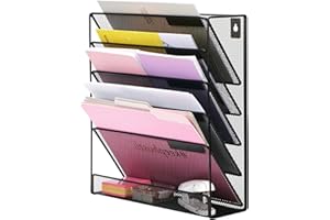 Exerz Portariviste da Parete A4, Portabrochure, Contenitori Documenti e Opuscoli Appesi, Portariviste Depliant, Espositore a 5 strati - Organizer Scrivania Verticale - Nero