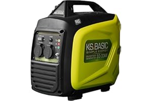 K&S BASIC KSB 33i S - Generatore di benzina inverter, 3,3 kW, inverter con tensione di uscita stabile, alloggiamento insonorizzato, unità di emergenza a benzina con avvolgimento in rame al 100%