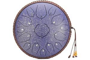 IBVIVIC Tongue Drum en Acier à 14 Pouces 15 Tons, Handpan Clé D Tambour à Main Instrument à Percussion avec Maillets & Sac de Transport, Idéal Pour le pour la Méditation, le Yoga (Violet)