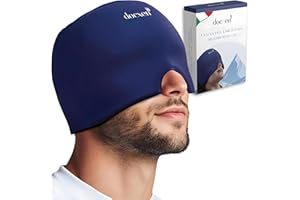 DOCXEN Fascia Per Emicrania 360° - Cuffia Emicrania Caldo Freddo ✮GARANZIA A VITA✮ Cappello per emicrania + Custodia + Guida - Neurocuffia Emicrania, Migraine Relief Cap, Cuffia In Gel Per Emicrania