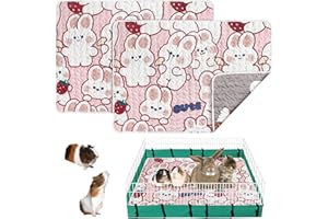 BAANFLY 2 Pack Large Guinea Pig Cage Liner 40''x 28'' Hamster Pee Pad Bedding Washable &Air Dried Pee Pad, Absorbent Rabbit Cage Liner, Soft and Comfortable Mat for Small Animals Chinchillas Rabbits Bunny