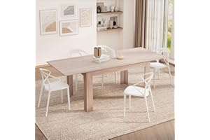 MOBILI FIVER, Mesa de Cocina Extensible Easy, 140(220) x90 cm, Color Olmo Claro, para 6-8 Personas, Mesa Extensible de Comedor, Mesa Cocina, Made In Italy