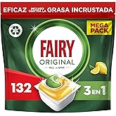 Fairy Original Todo En Uno Pastillas Lavavajillas, 132 Capsulas, Elimina Grasa Reseca, El embalaje puede variar