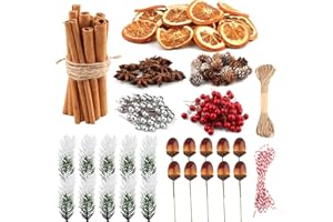 KEVRDRT 232 Piezas Decoraciones de Corona de Adviento, Adornos Navidad Manualidades - Piñas Rodajas de Naranja Canela en Rama Anís Estrellado Artificiales de Bayas Rojos Rama de Pino