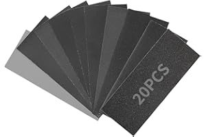 Sruhrak 20 Pezzi Carta Abrasiva 93x230mm Impermeabile Carta Vetrata Grana 120/180/240/320/400/600/800/1000/2000/3000 Levigatura per Finiture di Legno, Metallo, Auto e Plastica