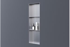 BERNSTEIN nicho de pared de acero inoxidable NT309010X 30 x 90 x 10 cm sin borde con compartimento estante de ducha para utensilios de baño nicho de ducha alicatable en acero inoxidable cepillado