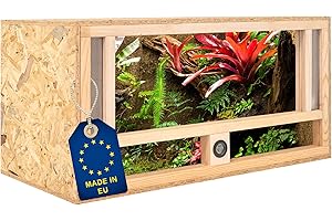 ITA Holz Terrarium 80x40x40 cm mit Frontbelüftung & Integriertem Hygrometer - Holzterrarium aus OSB-3 Platten - Terrarien für Reptilien, Schlangen, Amphibien - EU Produkt, FSC Zertifiziert