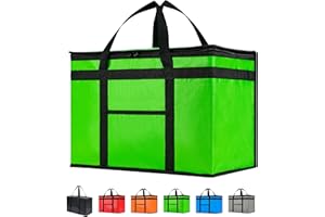 NZ home Pro Sac Isotherme Durable et isolé (42L, XXL, Lot de 1) pour la Livraison de Nourriture et l'épicerie avec Dessus zippé, Qualité Commerciale Vert