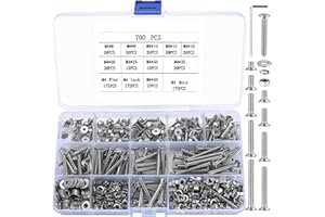 SZSLMY 700 Stück M4 Schrauben Set, Senkkopfschrauben Muttern Set, Innensechskant Sechskantschrauben mit Muttern und Unterlegscheiben Kit, Flachkopf Gewindeschrauben Set, Maschinenschrauben