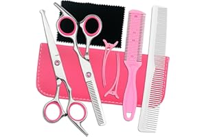 LIGICKY Kit Ciseaux de coiffure, Tête ronde de sécurité Ciseaux de coupe professionnel, Cisailles Coupe-Cheveux en Acier Inoxydable Ciseaux Désépaissir pour les coupes de cheveux de famille d'enfants