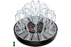 Solar Springbrunnen mit LED-Indikator, Yzert 3.5W 2000mAh Akku - Arbeiten an Trüben Tagen - Solar Teichpumpe, Wasserpumpe Solar Schwimmender Fontäne mit 8 Effekte & 4 Fixe Rohre für Garten,Vogel-Bad
