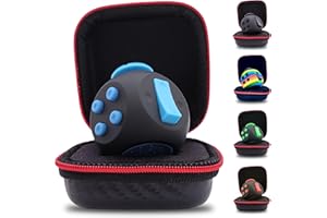 PILPOC theFube Fidget Cube - Deluxe Authentic Fidget Toys for Adults & Kids - Premium Protective Case, Stress Cube, Anxiety Toys, ADHD, OCD, Autism. Quiet Sides & Fidget Clicker Toy (Black & Blue)