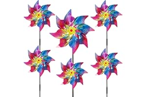 LOHAME Molinillo de viento para jardín, repelente para pájaros, molino de viento reflectante, molino de viento reflectante, arco iris de PVC, 50 x 24,5 cm, para proteger jardines, granjas y patios