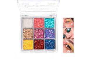 MTUVKGT Paleta De Sombras De Ojos Purpurina, Sombras De Ojos Brillantes Metálicas 9 Colores, Glitter Eyeshadow Palette Brillantes Para Mujeres, Paletas Maquillaje Altamente Pigmentadas (02)