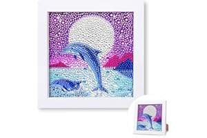SUVEK Diamond Painting Bilder Kinder Mädchen, 5D Diamant Malerei Set, Diamontpating Tiere Arts Craft Dekoration für Erwachsene Wohnzimmer Schlafzimmer Büro Home Wand Decor (Delphin)