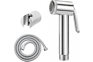Amazon Basics Health Faucet Set – Premium ABS Plastic Jet Spray Gun with SS Pipe for Toilet | Bathroom Bidet Sprayer Kit, Pac