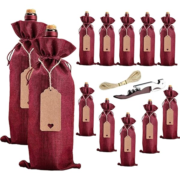 Sacchetto Regalo per Vino, 18 Pezzi Sacchetti Porta Bottiglie di Vino