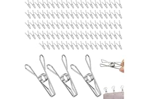 Rseuphiee 100 Pezzi Mollette Acciaio Inox, Piccole in Metallo, Antiscivolo per Panni, Biancheria da Letto, Asciugamani, Calze, Cartolina, Chiusura per Snack