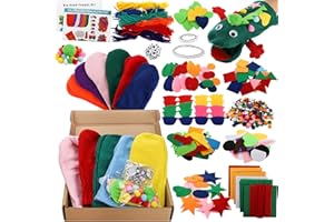 TOPZEA 12 Pack Hand Puppet Making Kit, Kids Craft and Art Aupplies Felt Sock Puppet Creative DIY Make Your Own Puppets Kits with Pompoms and Wiggle Googly Eyes Storytelling Role Play Party Supplies